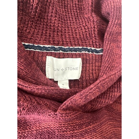 Sun + Stone Shawl Collar Sweater Color Red, Large, 100% Cotton - Picture 6 of 9